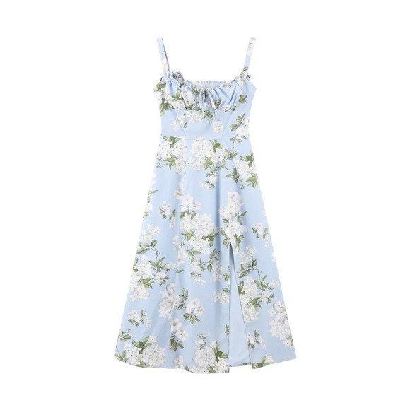 Petite Studio NYC‎ Kirsten Blue Floral Maxi Dress Sz S Cottagecore Feminine - Picture 1 of 13
